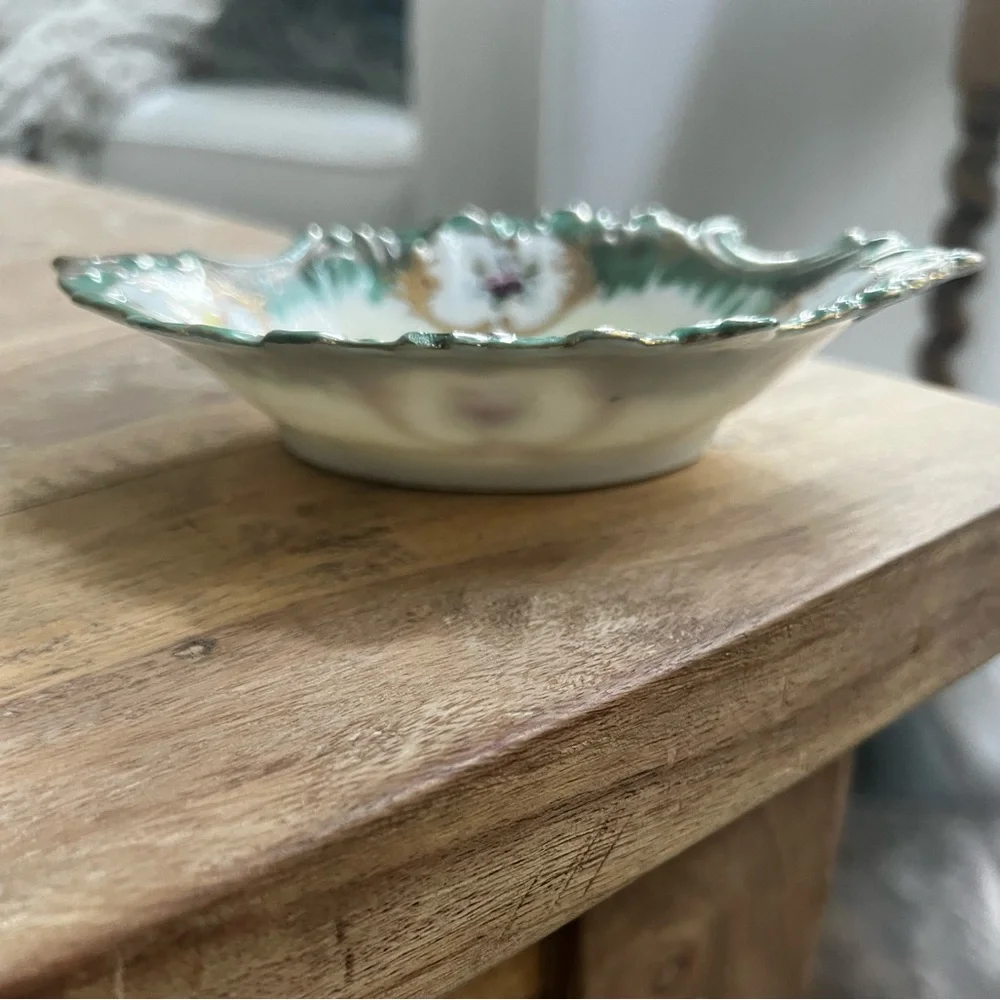 Vintage handpainted oval dish